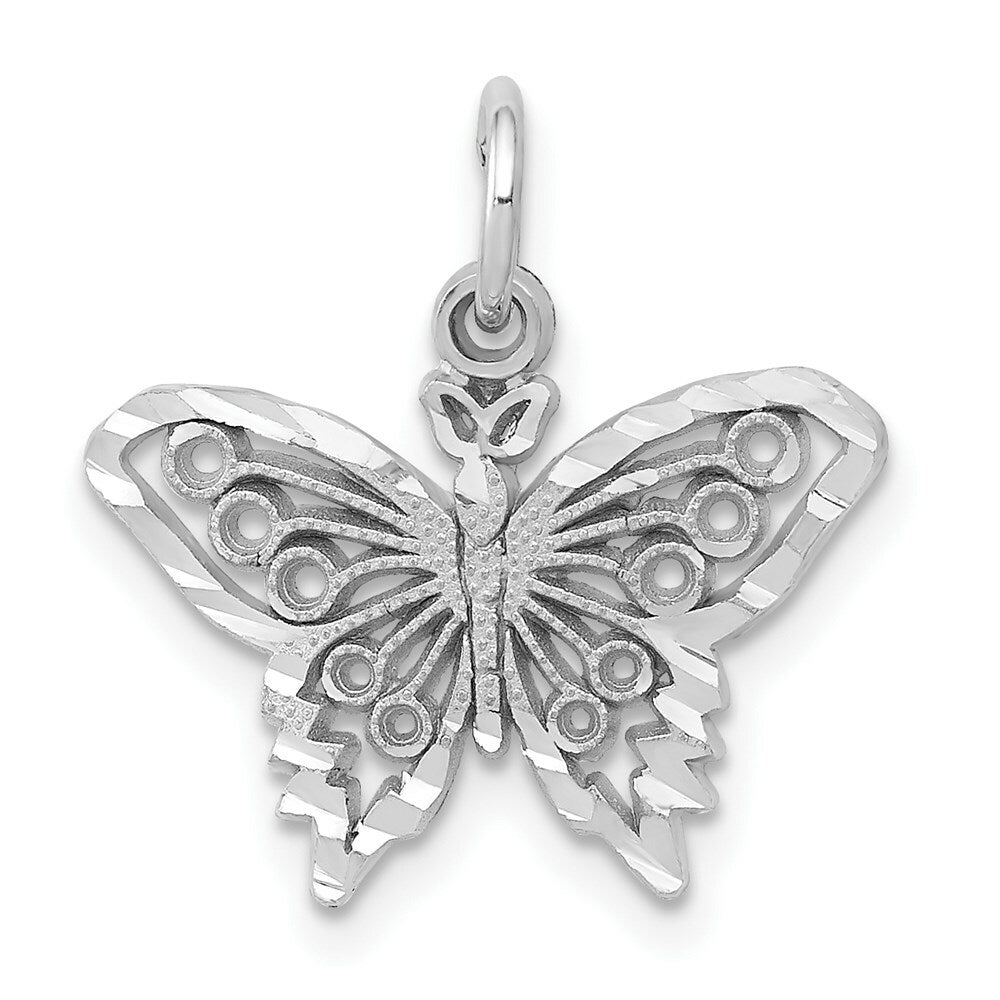 14K White Gold Butterfly Charm Pendant
