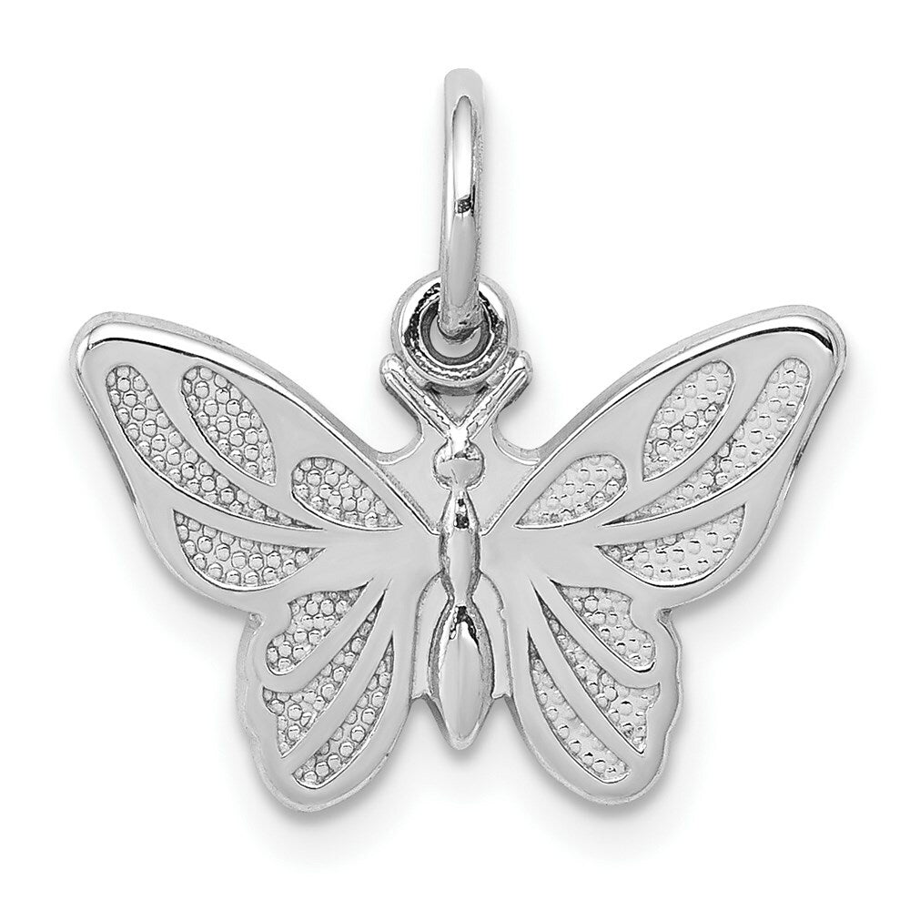 14K White Gold Butterfly Charm Pendant