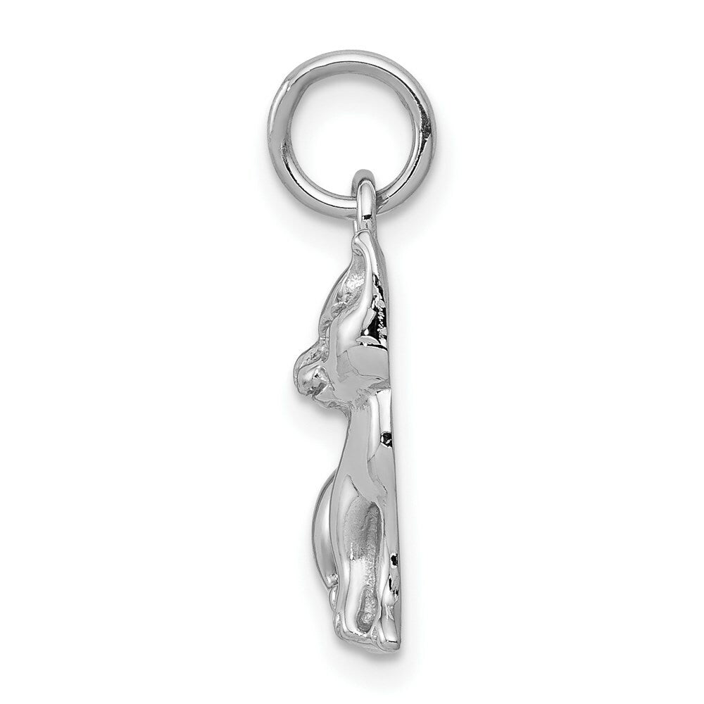 14K White Gold Cat Charm Pendant