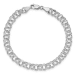 Load image into Gallery viewer, 7" Length Bracelet 14K White Gold Double Link Charm Bracelet
