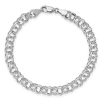 Load image into Gallery viewer, 7" Length Bracelet 14K White Gold Double Link Charm Bracelet
