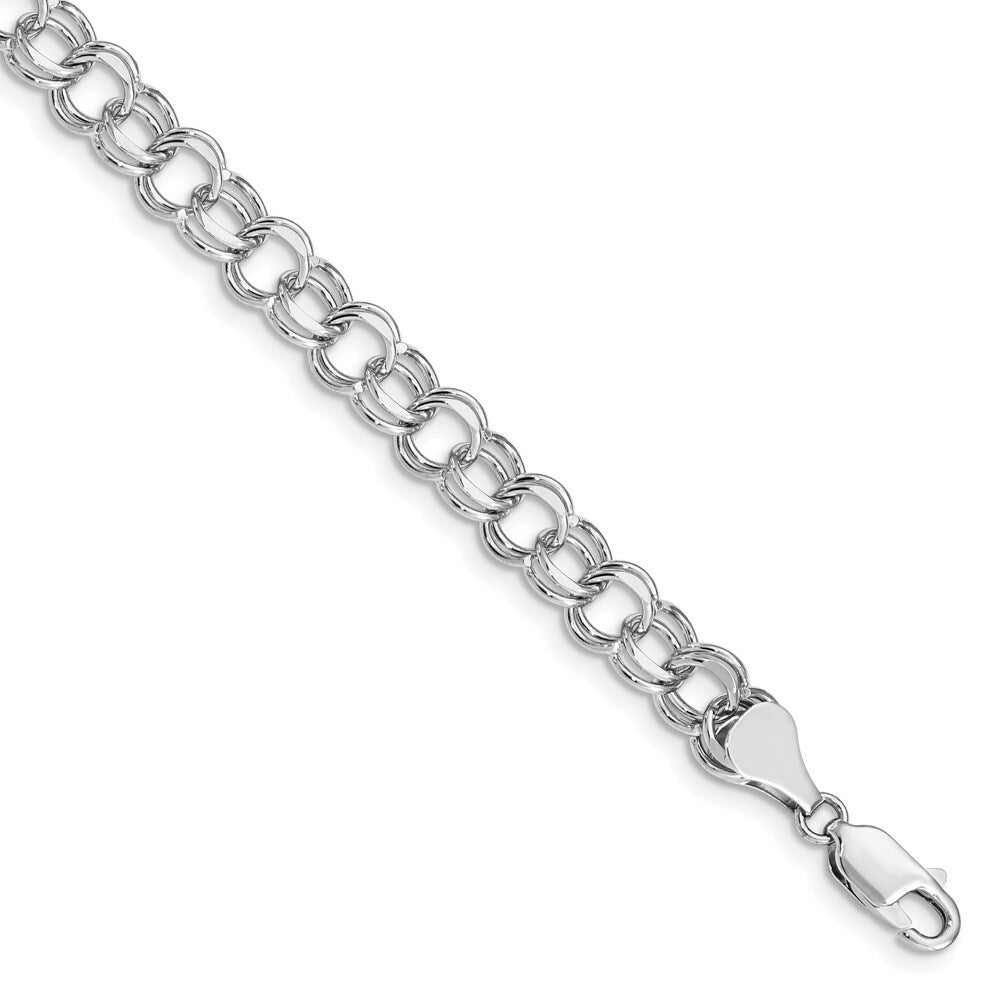 8" Length Bracelet 14K White Gold Double Link Charm Bracelet