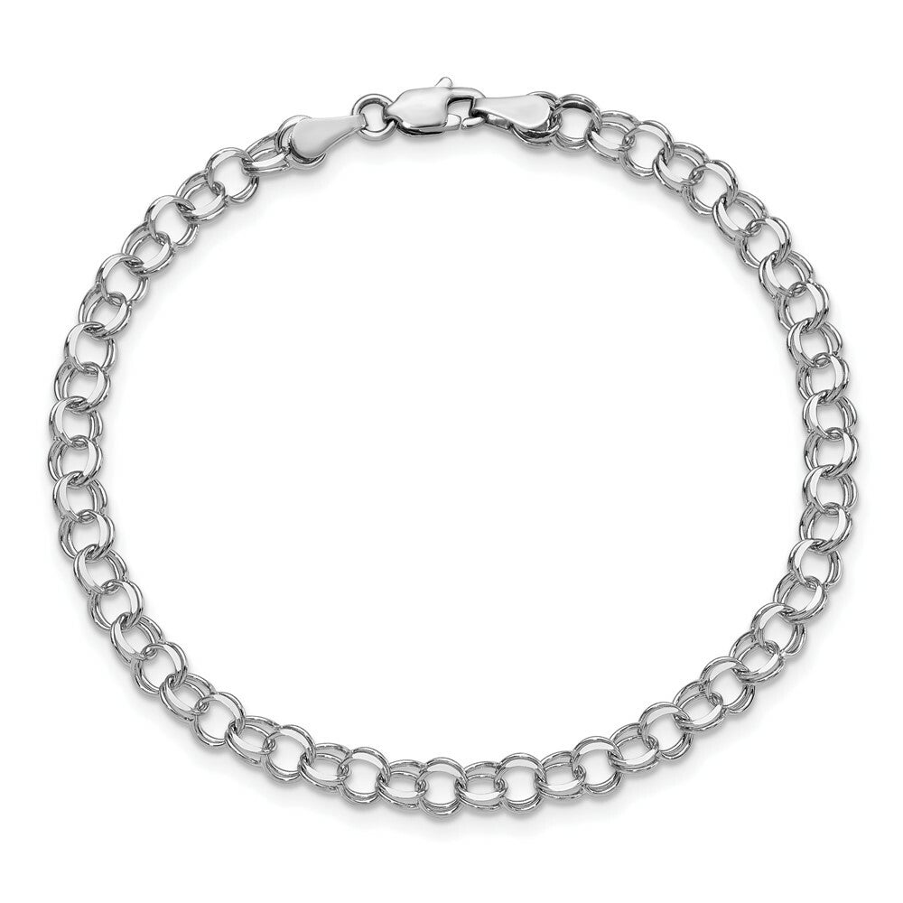 8" Length Bracelet 14K White Gold Double Link Charm Bracelet