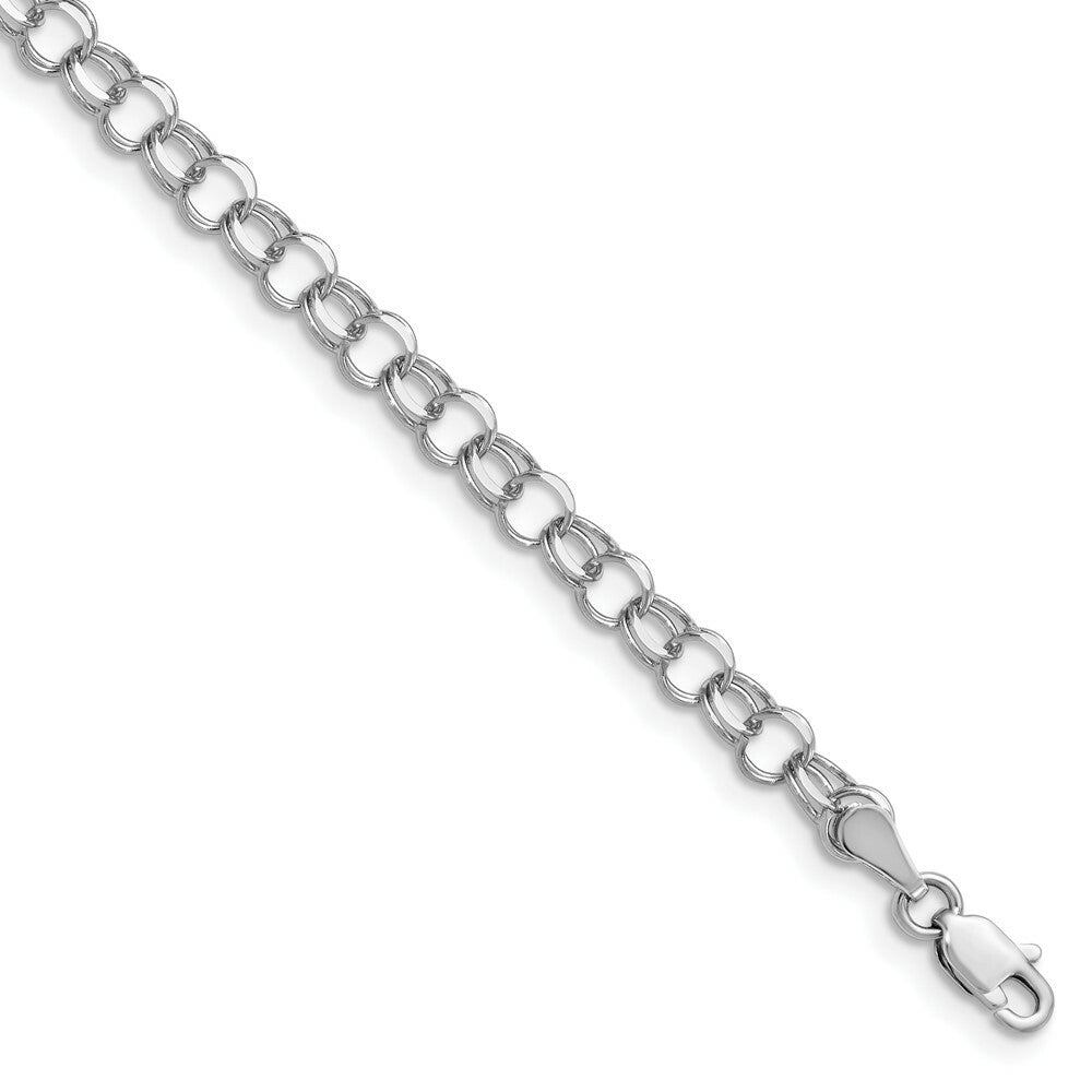 7" Length Bracelet 14K White Gold Double Link Charm Bracelet