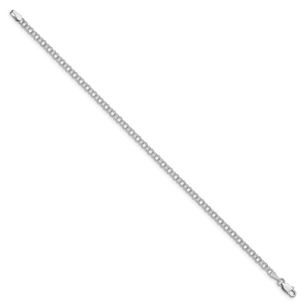 8" Length Bracelet 14K White Gold 3mm Solid Double Link Charm Bracelet