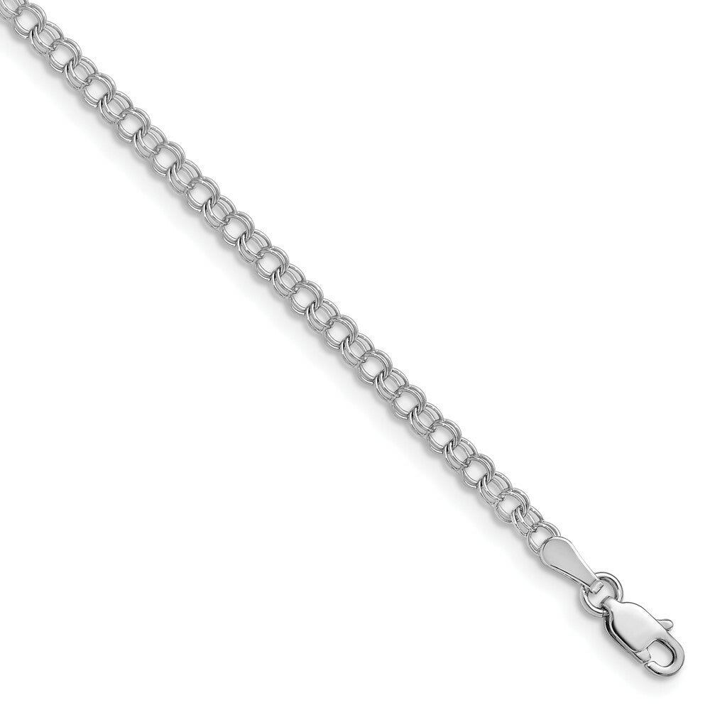 7" Length Bracelet 14K White Gold 3mm Solid Double Link Charm Bracelet
