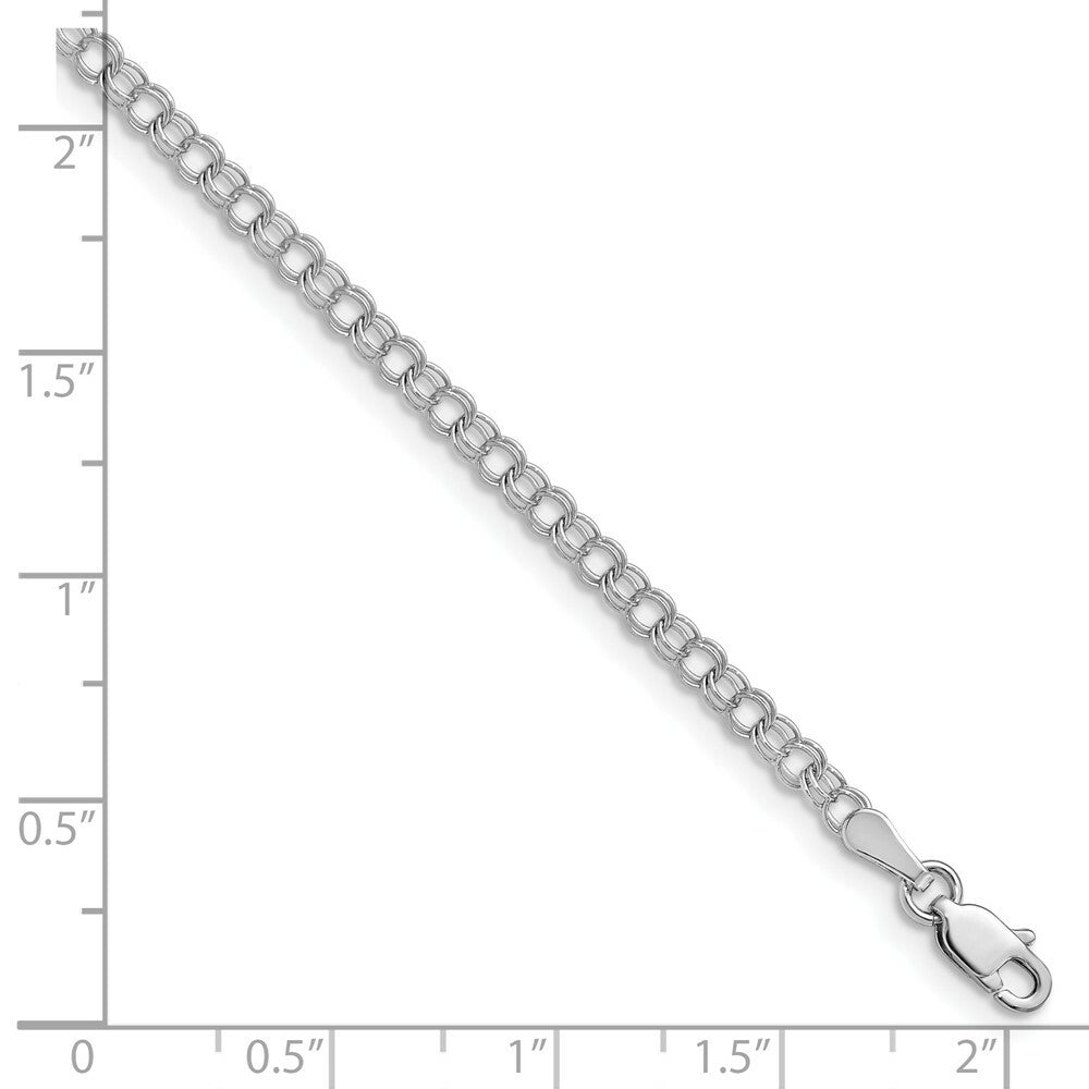 8" Length Bracelet 14K White Gold 3mm Solid Double Link Charm Bracelet