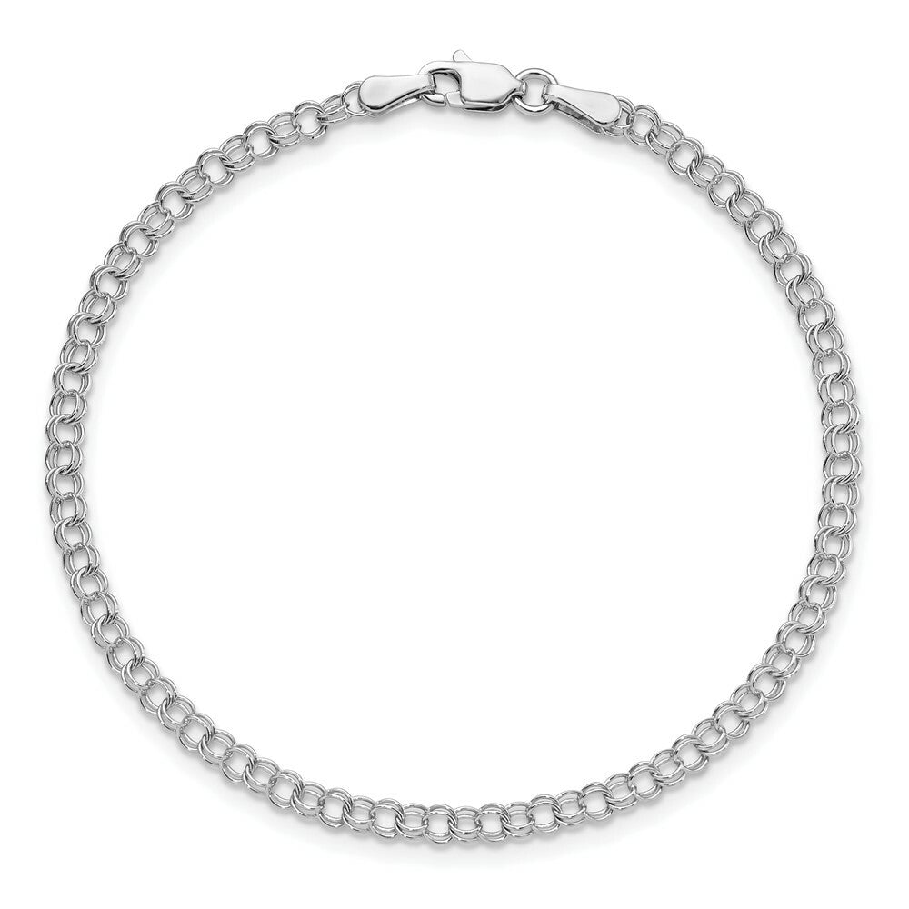 8" Length Bracelet 14K White Gold 3mm Solid Double Link Charm Bracelet