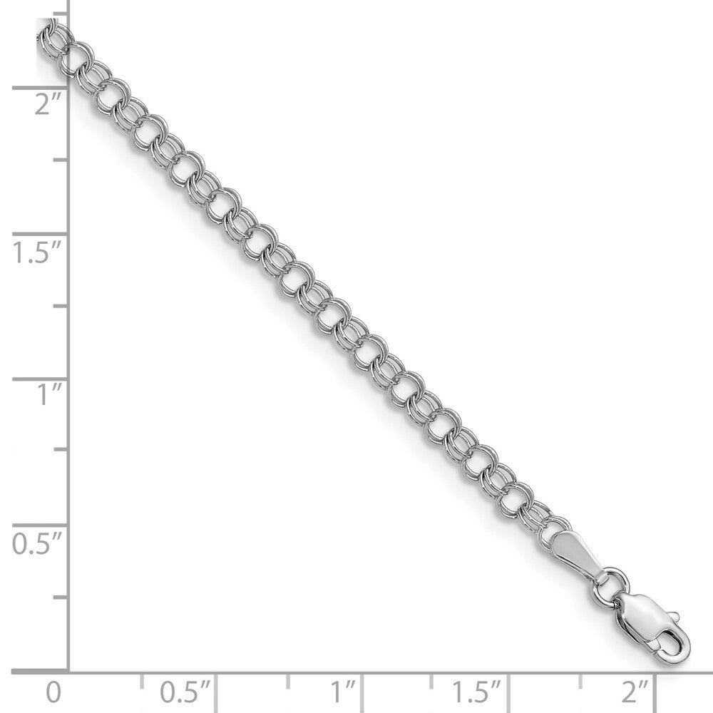 8" Length Bracelet 14K White Gold 3.5mm Solid Double Link Charm Bracelet