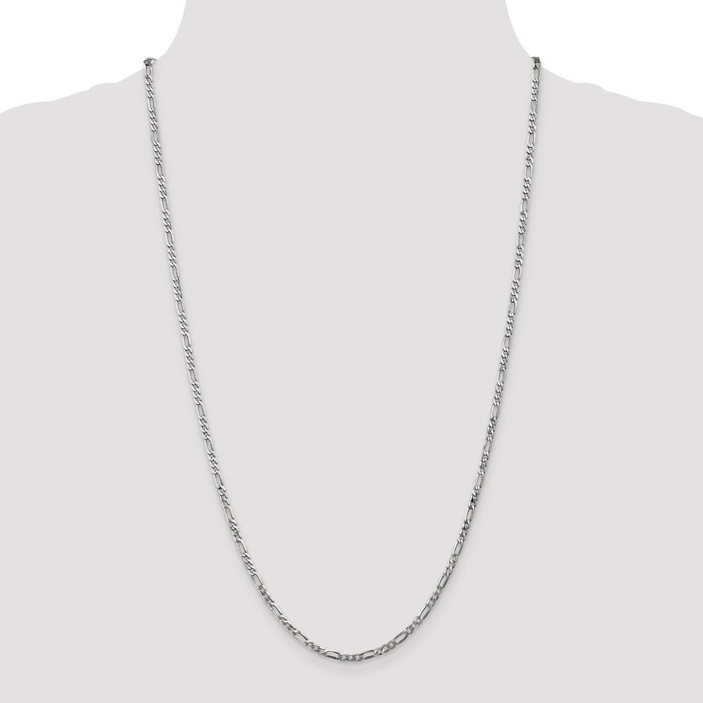 14K White Gold 2.75mm Flat Figaro Chain Bracelet  Length 8'' inches