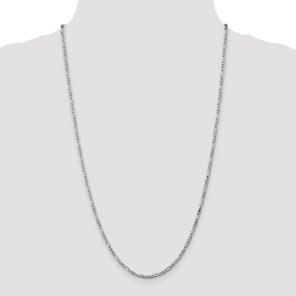 14K White Gold 2.75mm Flat Figaro Chain Bracelet  Length 8'' inches