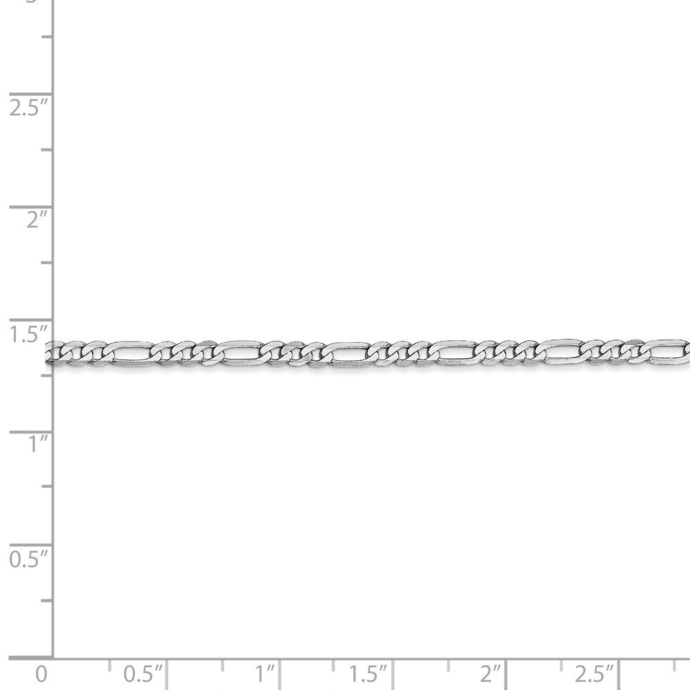 14K White Gold 2.75mm Flat Figaro Chain Bracelet  Length 8'' inches