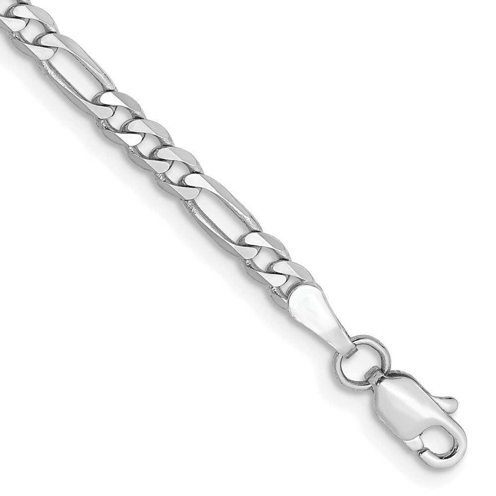 14K White Gold 3mm Flat Figaro Chain Anklet  Length 9'' inches