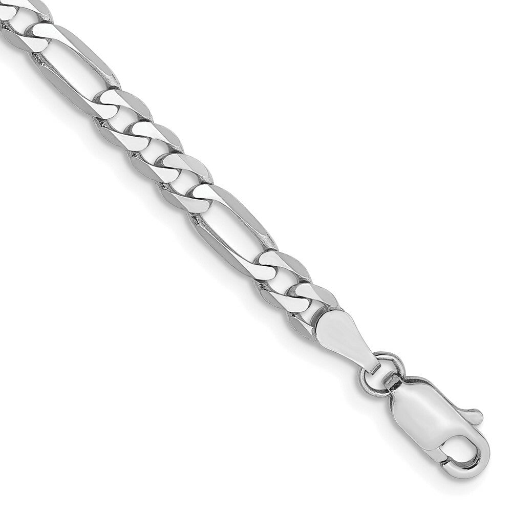 14K White Gold 4mm Flat Figaro Chain Bracelet  Length 7'' inches