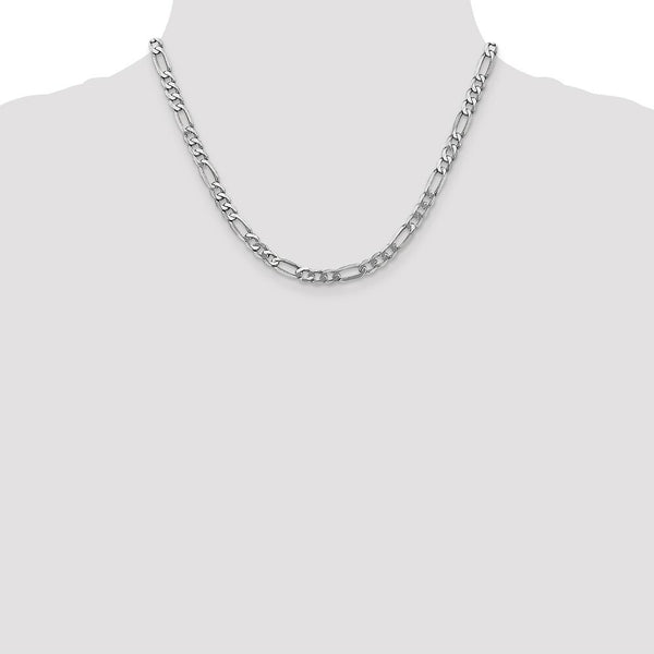 14k White Gold 5.5mm Flat Figaro Chain  length: 18 inches