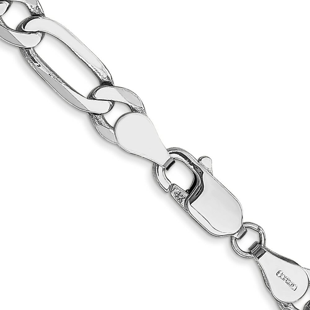14k White Gold 5.5mm Flat Figaro Chain  length: 18 inches