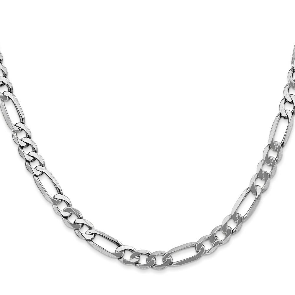 14k White Gold 5.5mm Flat Figaro Chain  length: 18 inches