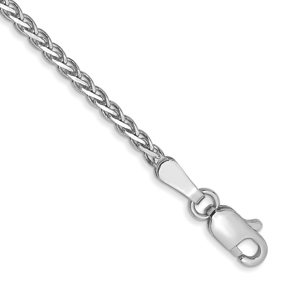 14K White Gold 1.8mm Flat Wheat Chain Bracelet  Length 7'' inches