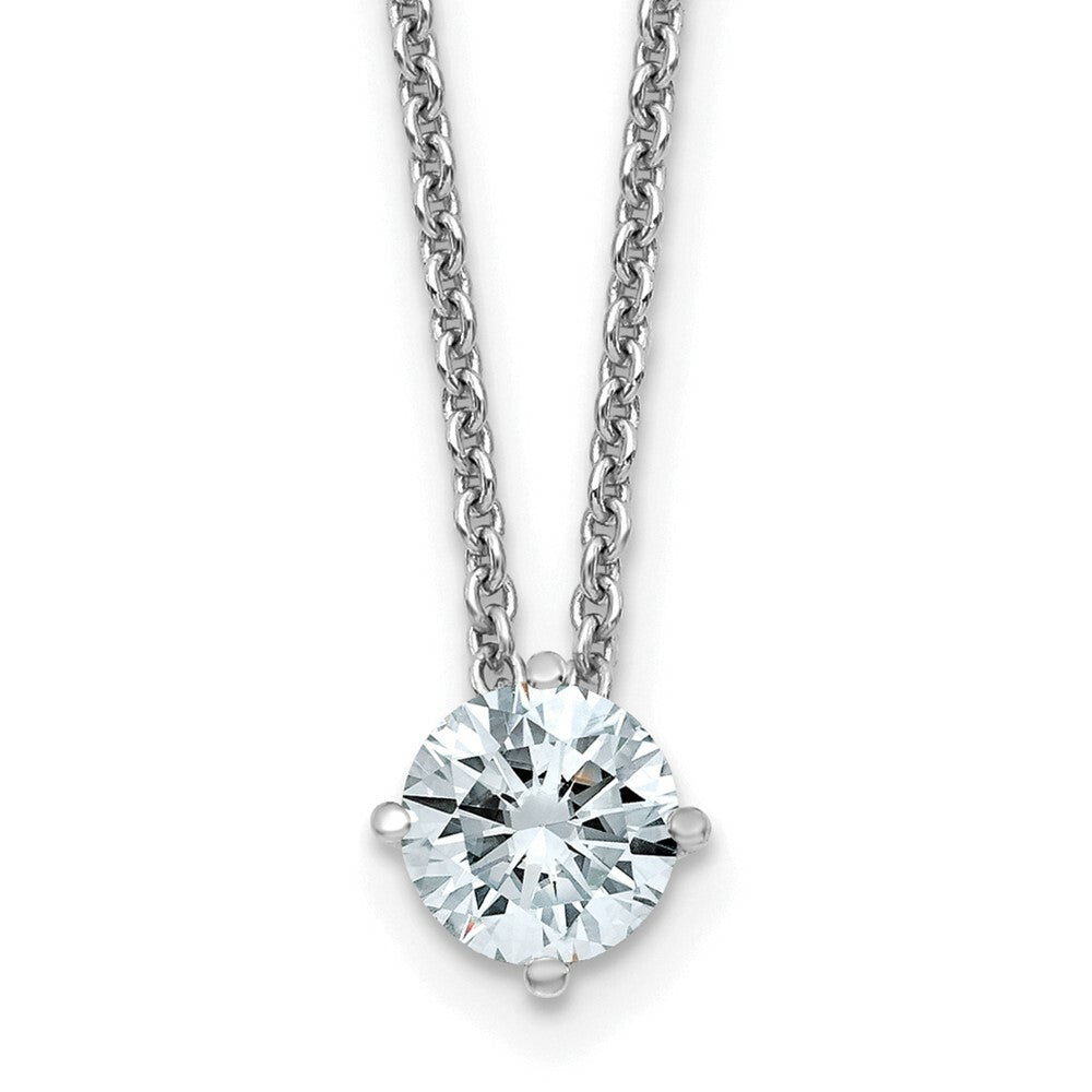 Solitaire Moissanite Pendant Necklace in 14K Yellow and White Gold - 18" length - Pure Light and True Light Moissanite - Sizes: 1/2-Carat to 2-Carats