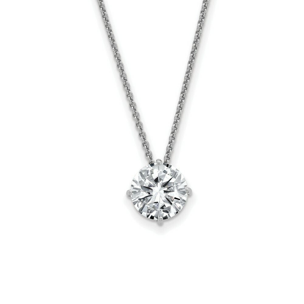 Solitaire Moissanite Pendant Necklace in 14K Yellow and White Gold - 18" length - Pure Light and True Light Moissanite - Sizes: 1/2-Carat to 2-Carats