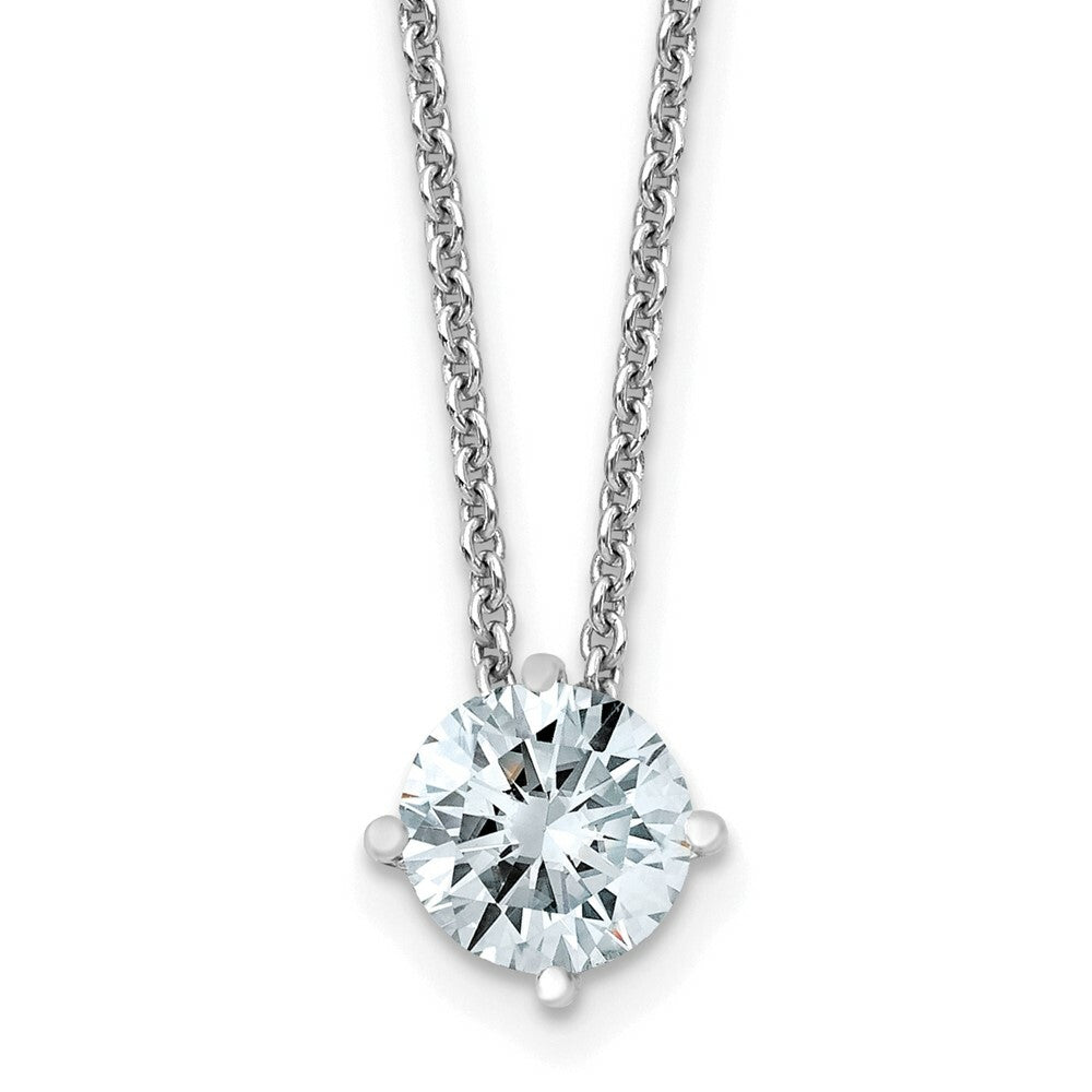 Solitaire Moissanite Pendant Necklace in 14K Yellow and White Gold - 18" length - Pure Light and True Light Moissanite - Sizes: 1/2-Carat to 2-Carats