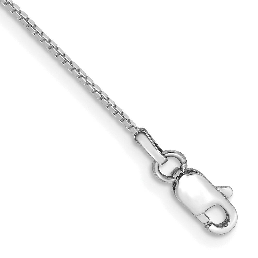 14K White Gold .90mm Box Chain Anklet  Length 9'' inches