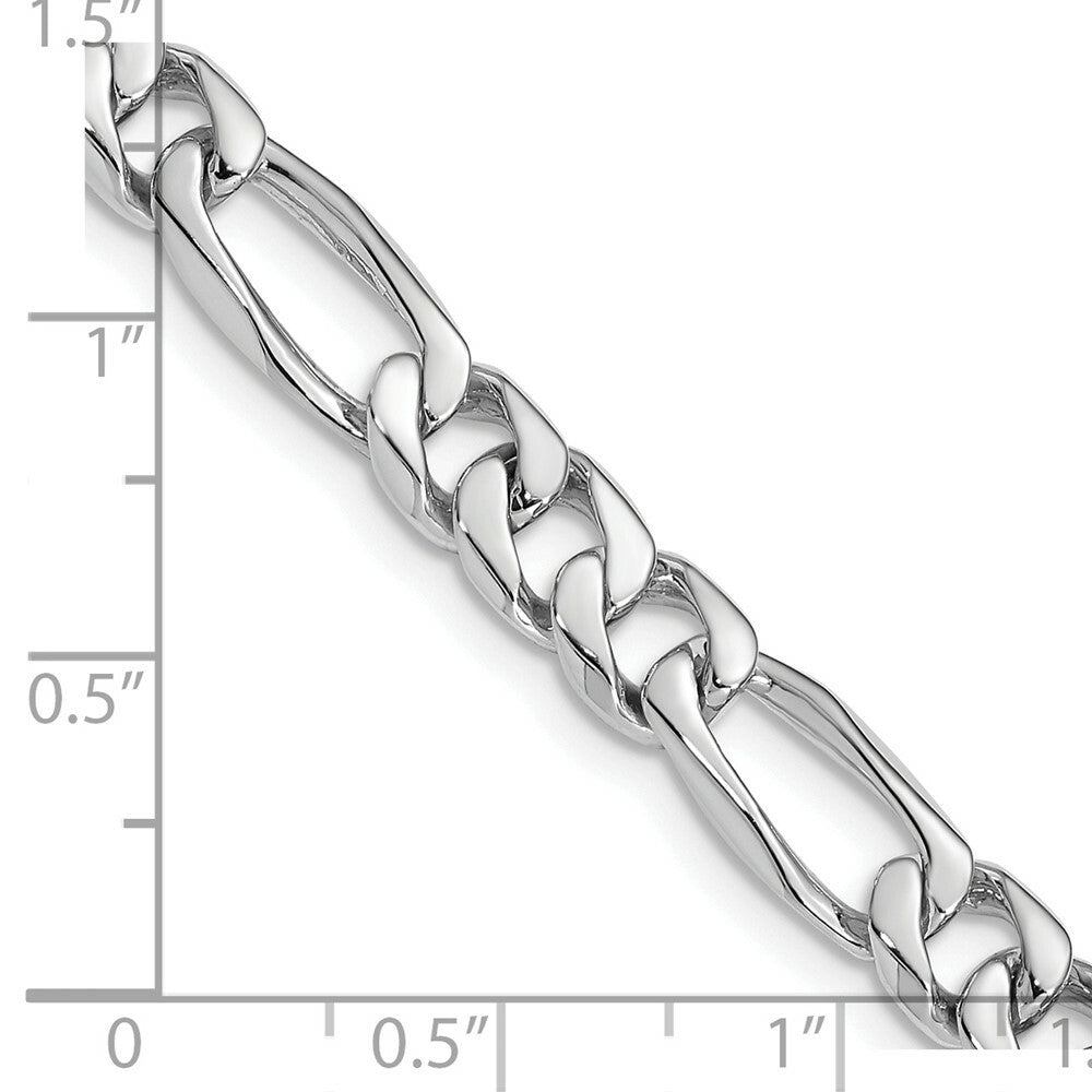 14K White Gold 7mm Hand-Polished Figaro Link Chain Necklace  Length 24'' inches
