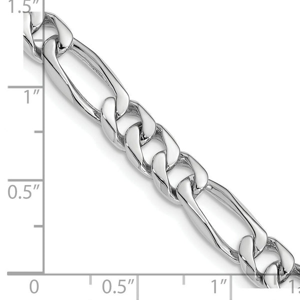 14K White Gold 7mm Hand-Polished Figaro Link Chain Necklace  Length 24'' inches