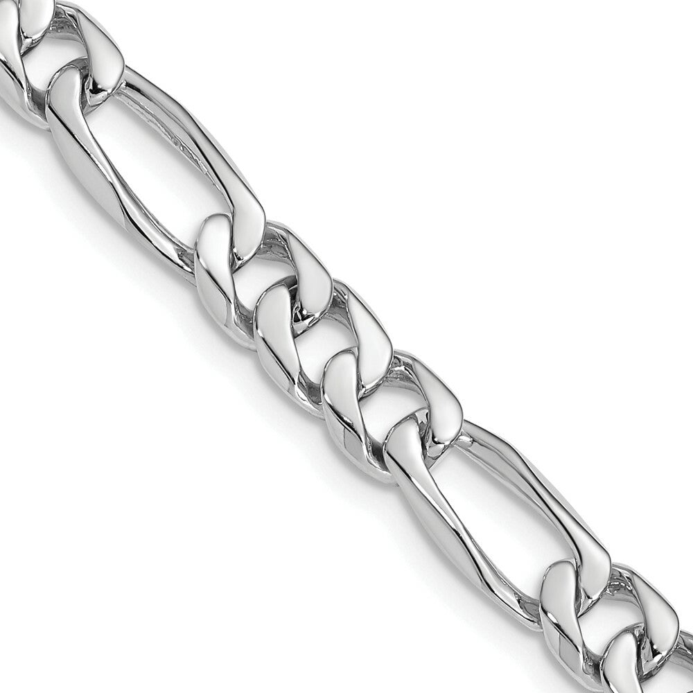 14K White Gold 7mm Hand-Polished Figaro Link Chain Necklace  Length 9'' inches