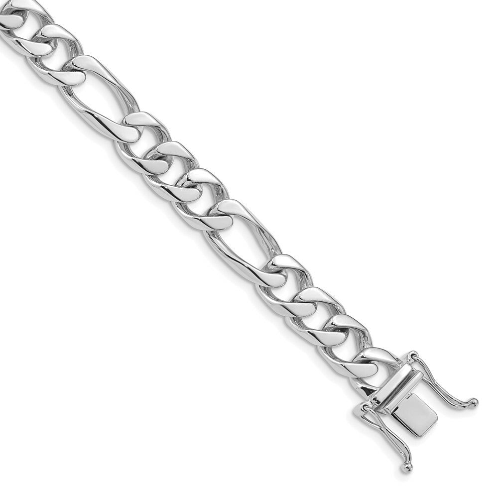 14K White Gold 10.0mm Figaro Link Chain Bracelet  Length 8'' inches