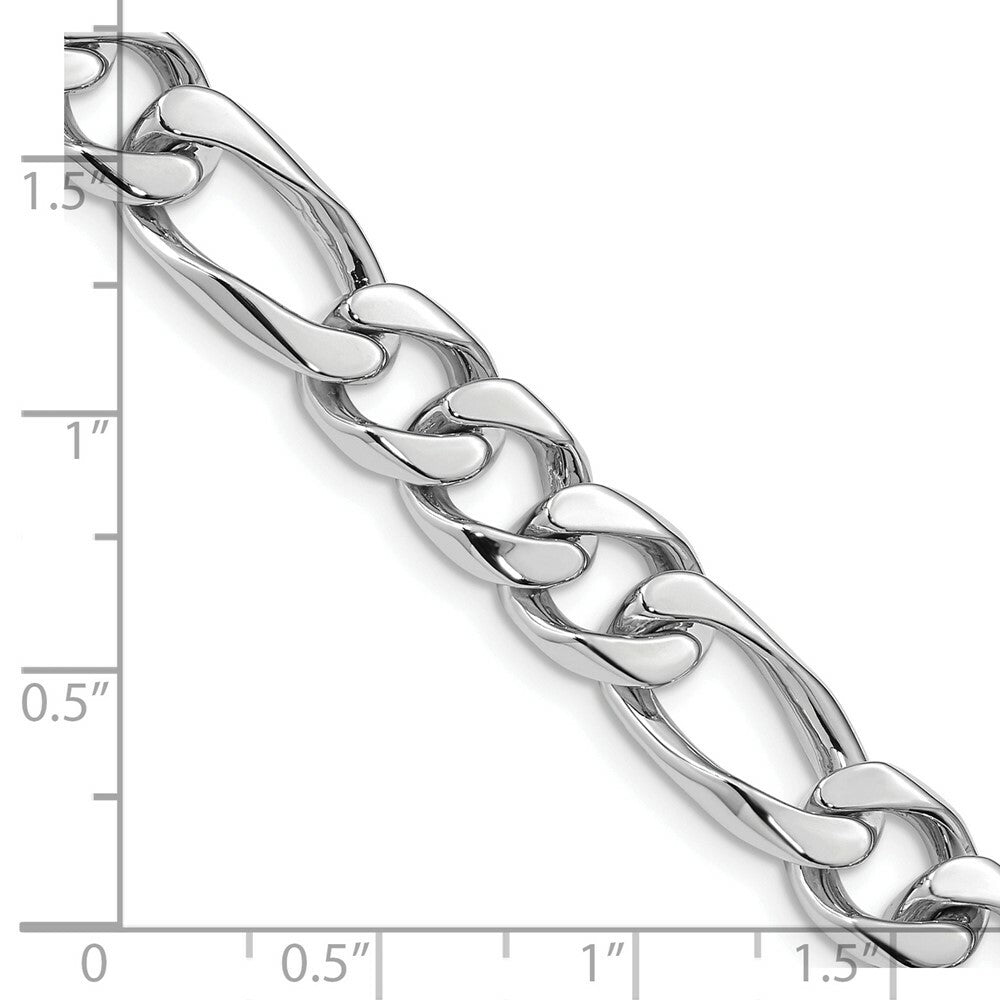 14K White Gold 10mm Hand-Polished Figaro Link Chain Necklace  Length 9'' inches