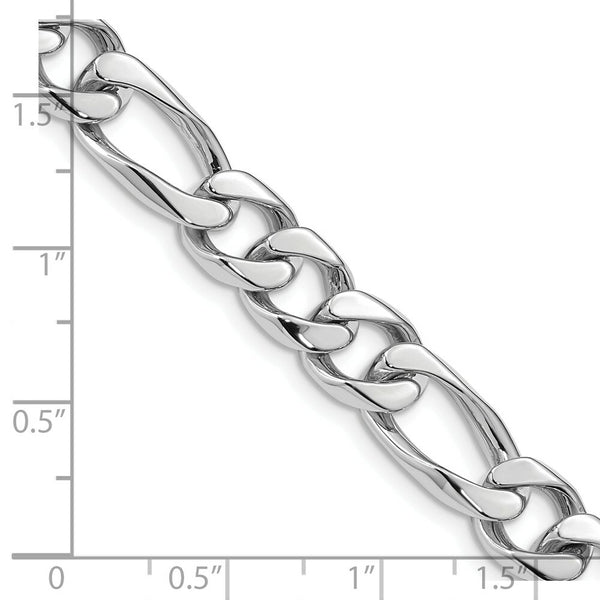 14K White Gold 10mm Hand-Polished Figaro Link Chain Necklace  Length 9'' inches
