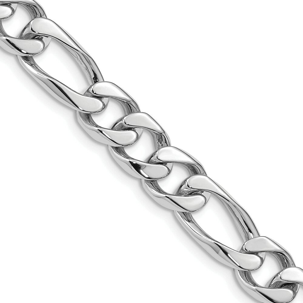 14K White Gold 10mm Hand-polished Figaro Link Necklace  Length 20'' inches