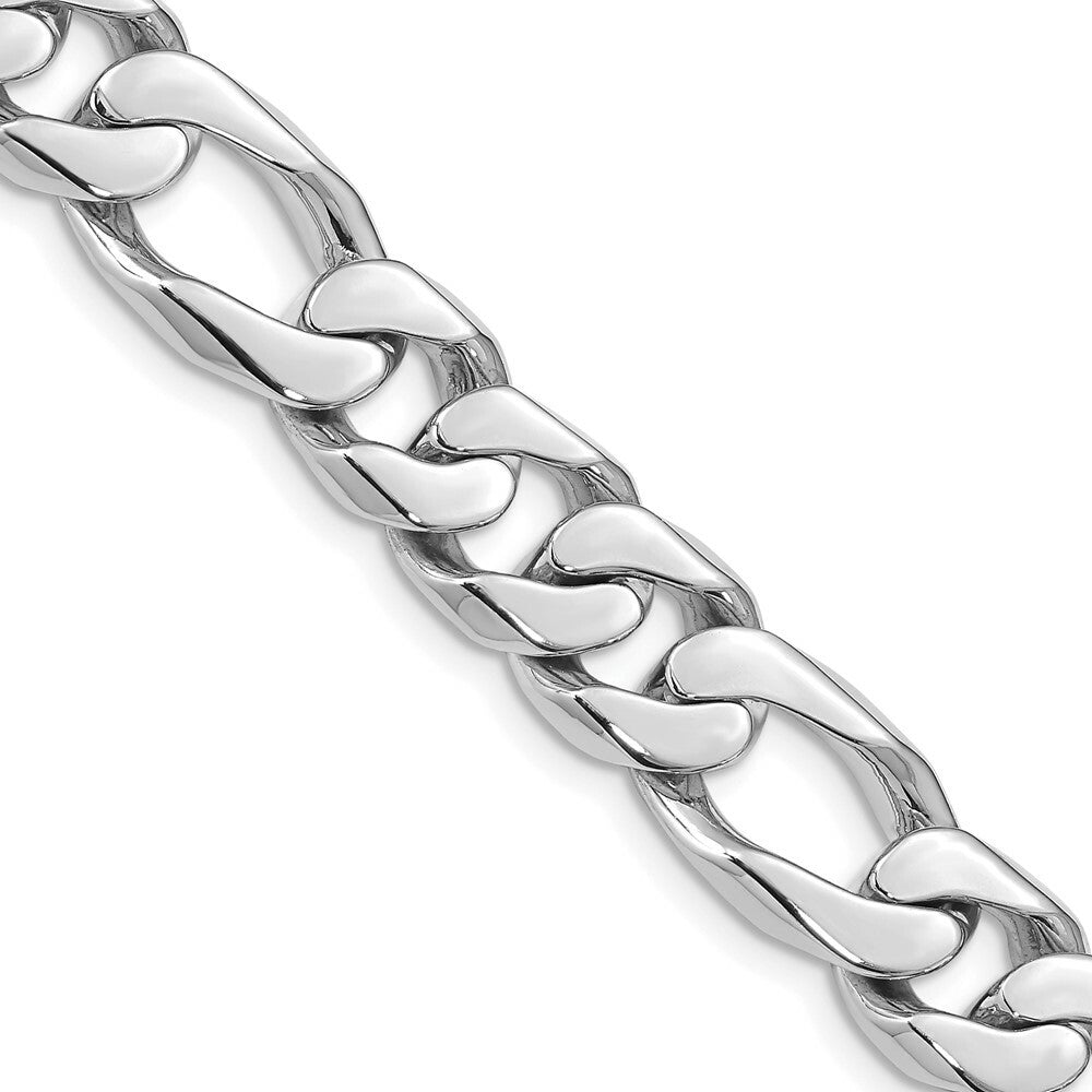 14K White Gold 11mm Figaro Link Chain Bracelet  Length 9'' inches
