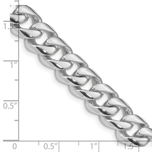 14K White Gold 9mm Hand-polished Curb Link Necklace  Length 20'' inches