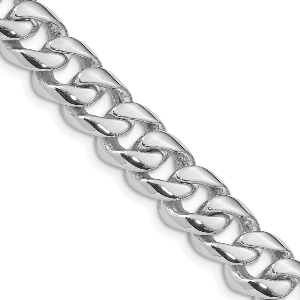 14K White Gold 9mm Hand-Polished Curb Link Chain Bracelet  Length 9'' inches