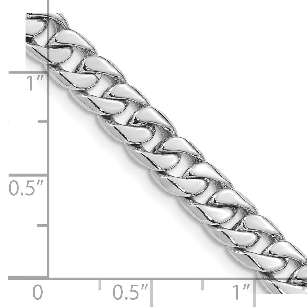 14K White Gold 6mm Hand-polished Curb Link Necklace  Length 20'' inches