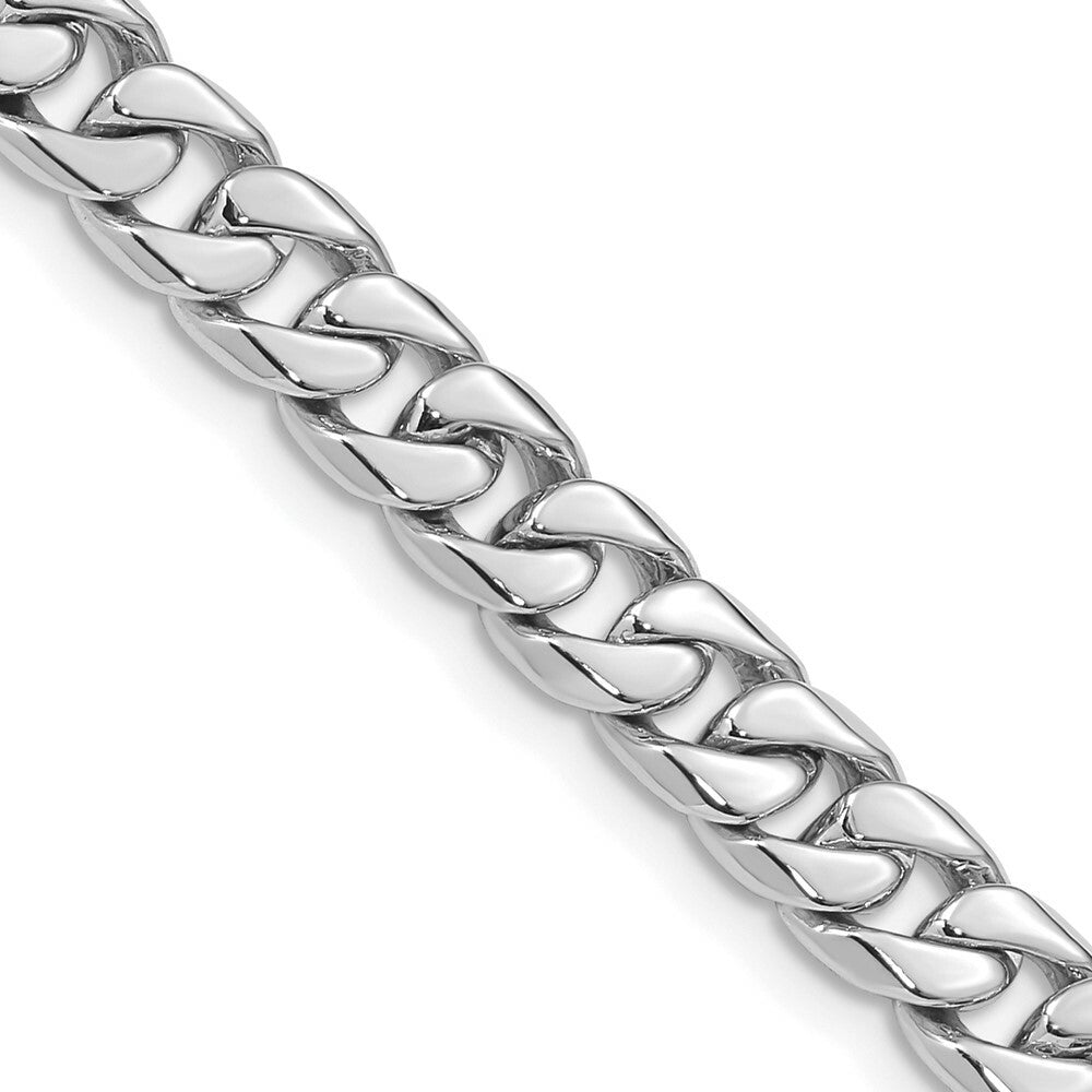 14K White Gold 6mm Hand-polished Curb Link Necklace  Length 20'' inches