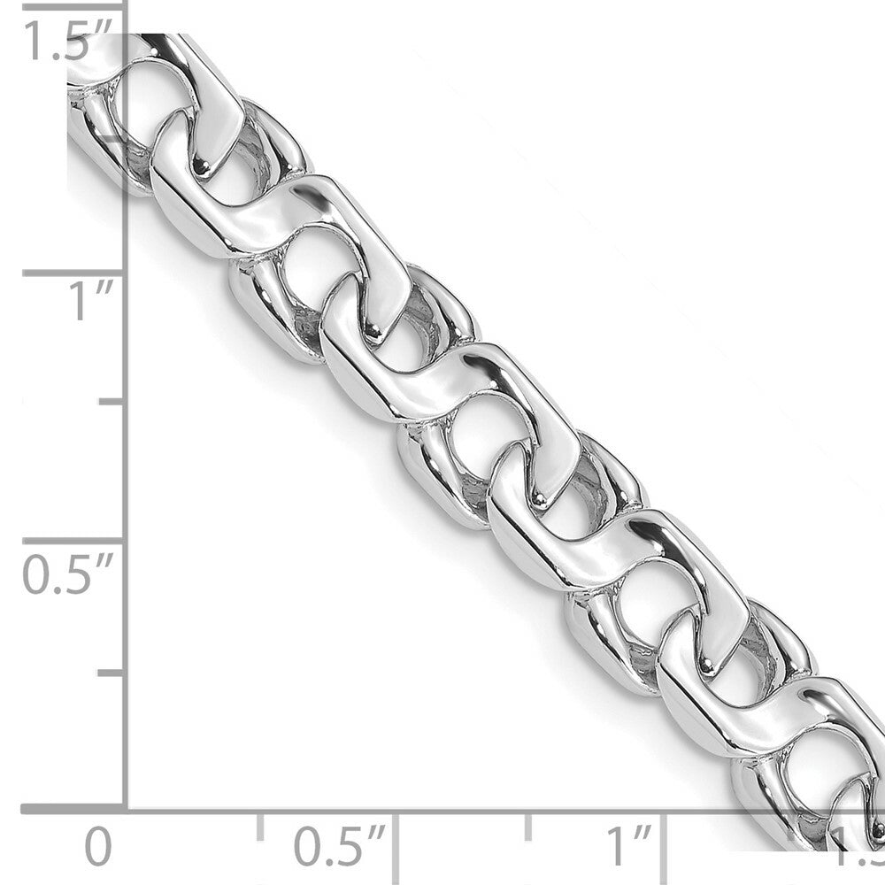 14K White Gold 8mm Hand-polished Fancy Link Necklace  Length 20'' inches