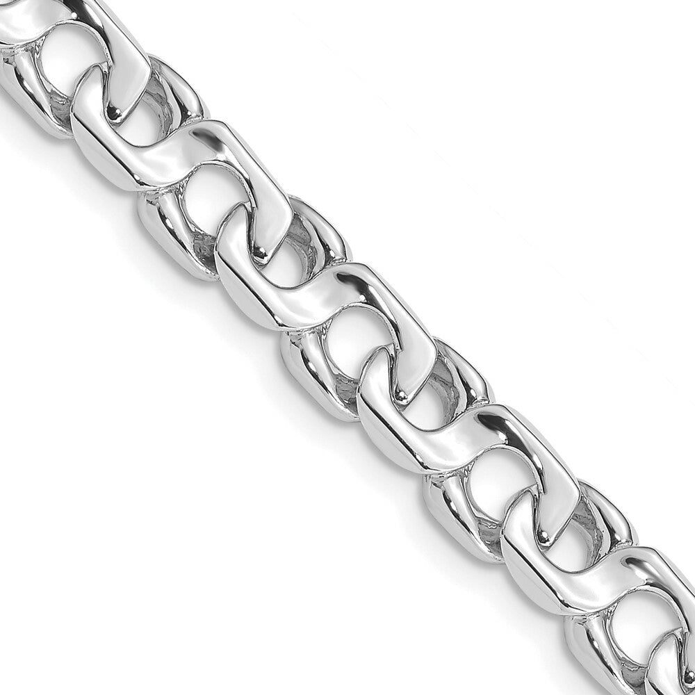 14K White Gold 8mm Hand-Polished Fancy Link Chain Bracelet  Length 9'' inches