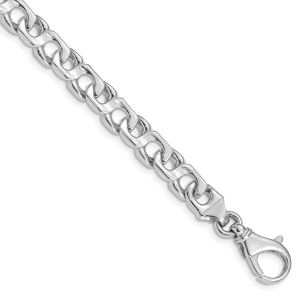 14K White Gold 8mm Fancy Link Bracelet  Length 8'' inches