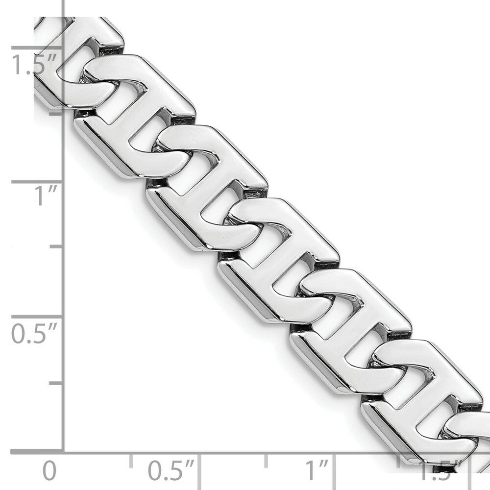 14K White Gold 11mm Hand-polished Fancy Link Necklace  Length 20'' inches