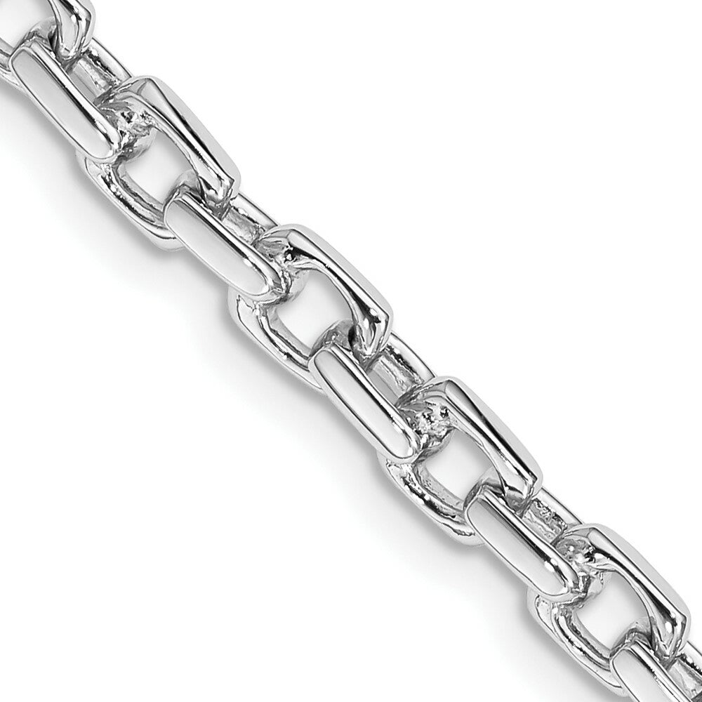 14K White Gold 4.5mm Hand-Polished Link Chain Bracelet  Length 7'' inches