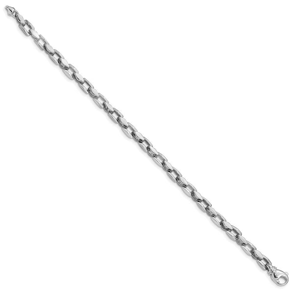 14K White Gold 4.5mm Fancy Link Chain Bracelet  Length 7'' inches