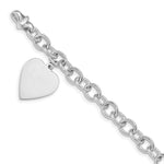 Load image into Gallery viewer, 14K White Gold Polished Engravable Link with Heart Charm Bracelet  Length 8.5'' inches
