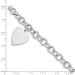 Load image into Gallery viewer, 14K White Gold Polished Engravable Link with Heart Charm Bracelet  Length 8.5'' inches
