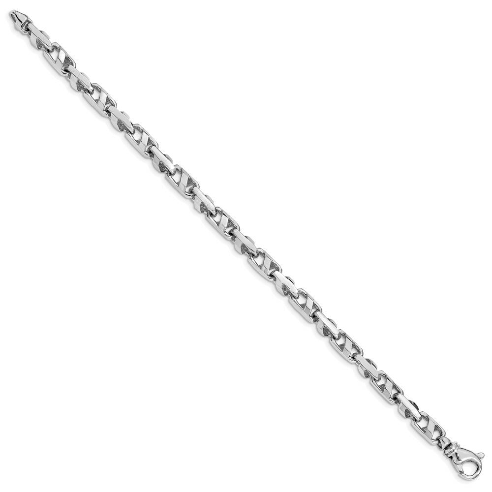 14K White Gold 5.75mm Fancy Link Chain Bracelet  Length 8'' inches