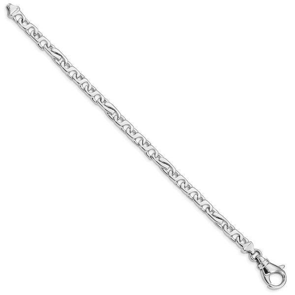 14K White Gold 5.65mm Polished and Satin Fancy Link Bracelet  Length 8'' inches