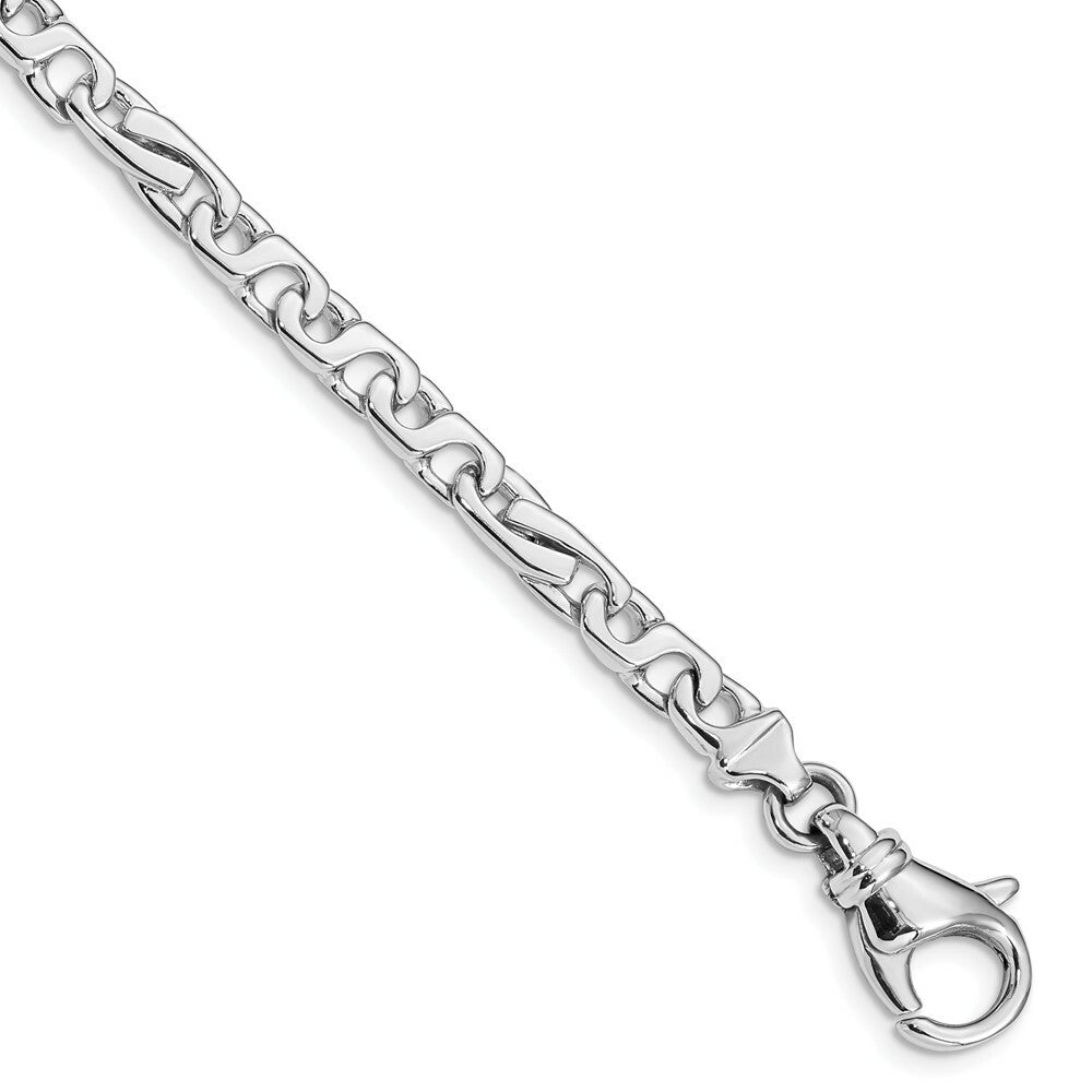 14K White Gold 5.65mm Polished and Satin Fancy Link Bracelet  Length 8'' inches