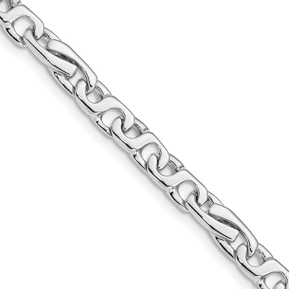 14K White Gold 5.65mm Polished and Satin Fancy Link Chain Bracelet  Length 9'' inches